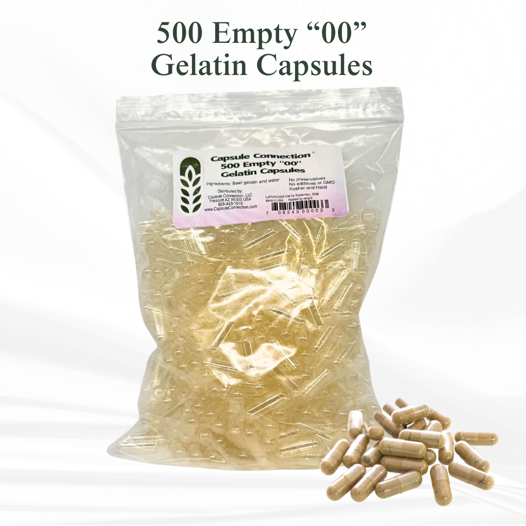 Capsule Connection – 500 Empty “00” Gelatin Capsules - Eat 2 Live