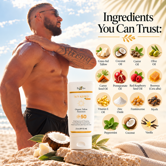 SunKissed Organic Tallow Sunscreen SPF 50 2 oz - Eat 2 Live