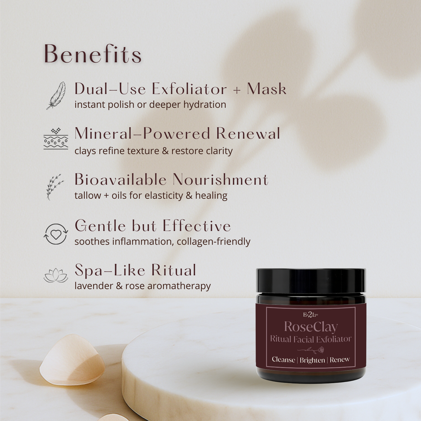 RoseClay Ritual Facial Exfoliator - Eat 2 Live