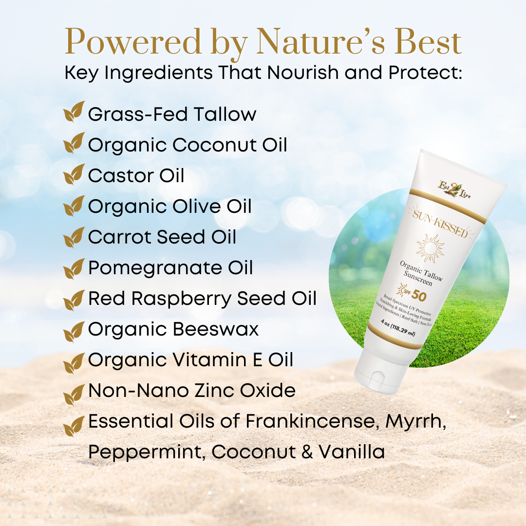 SunKissed Organic Tallow Sunscreen SPF 50 - Eat 2 Live