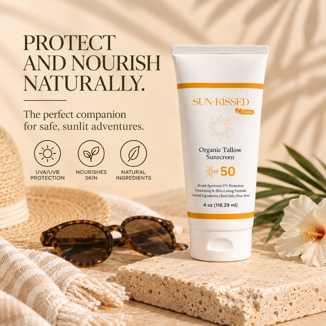 SunKissed Organic Tallow Sunscreen SPF 50 4 oz - Eat 2 Live