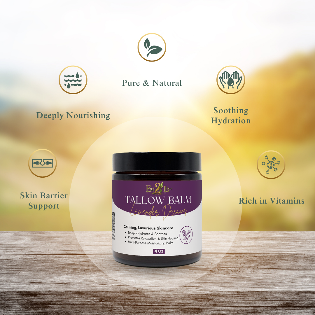 Lavender Dreams Whipped Tallow Balm - Sample Size (0.5 oz) - Eat 2 Live