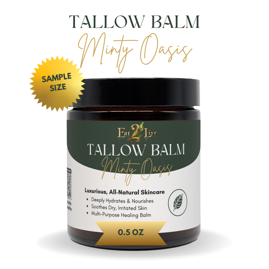 Minty Oasis Whipped Tallow Balm - Sample Size (0.5 oz) - Eat 2 Live