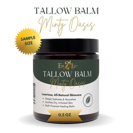 Minty Oasis Whipped Tallow Balm - Sample Size (0.5 oz) - Eat 2 Live