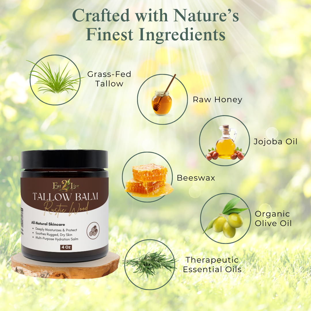 Rustic Woods Whipped Tallow Balm - Sample Size (0.5 oz) - Eat 2 Live