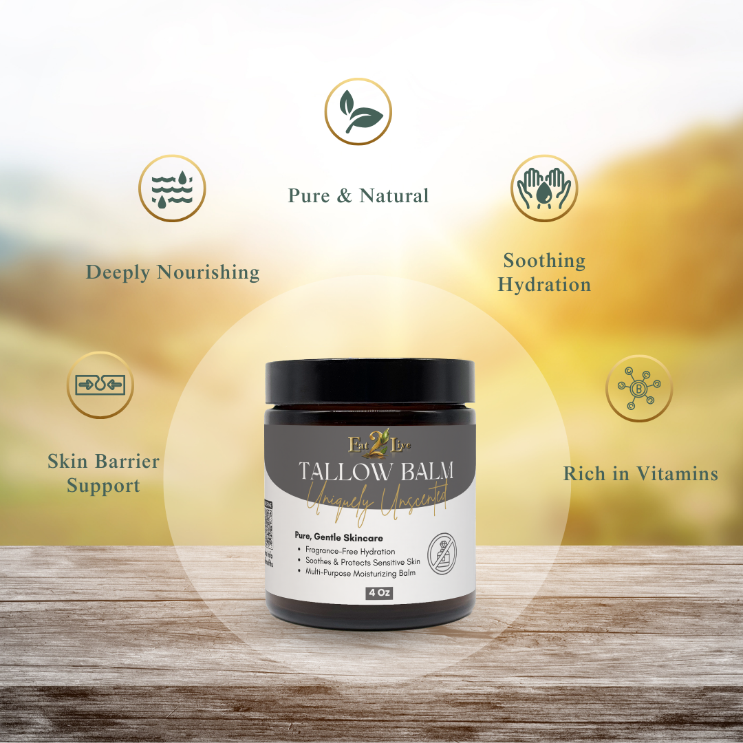 Uniquely Unscented Whipped Tallow Balm - Sample Size (0.5 oz) - Eat 2 Live