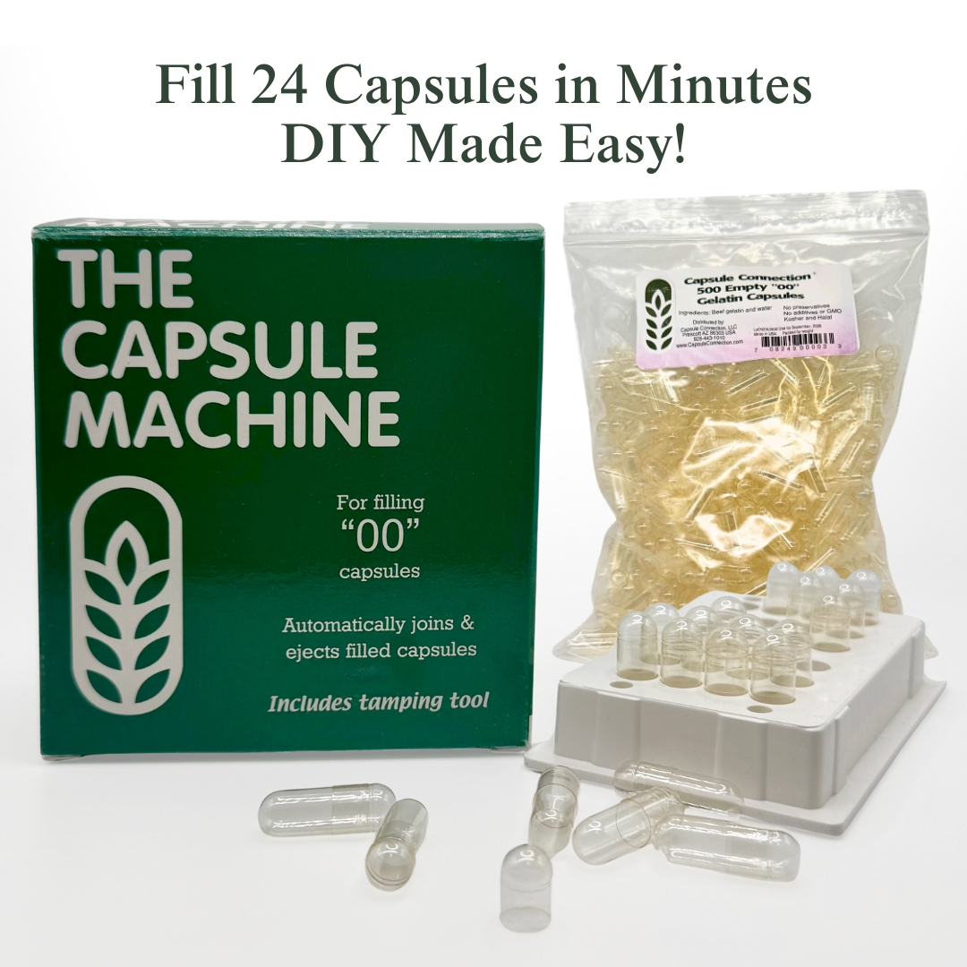 The Capsule Machine – Size "00" Includes 500 Empty “00” Gelatin Capsules - Eat 2 Live