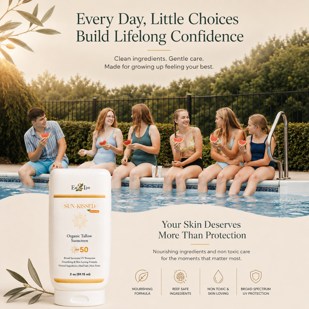 SunKissed Organic Tallow Sunscreen SPF 50 2 oz - Eat 2 Live