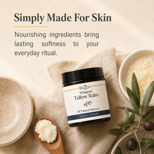 Uniquely Unscented Whipped Tallow Balm - Eat 2 Live