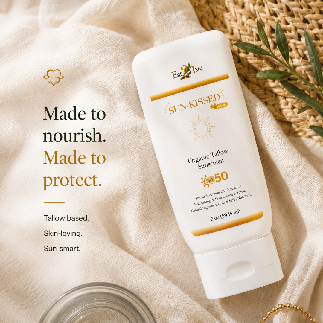 SunKissed Organic Tallow Sunscreen SPF 50 2 oz - Eat 2 Live