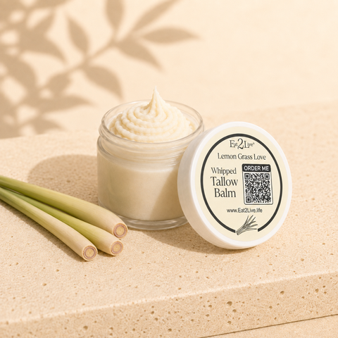 Lemon Grass Love Whipped Tallow Balm - Sample Size (0.5 oz) - Eat 2 Live