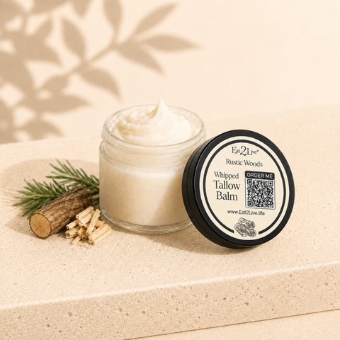 Rustic Woods Whipped Tallow Balm - Sample Size (0.5 oz) - Eat 2 Live
