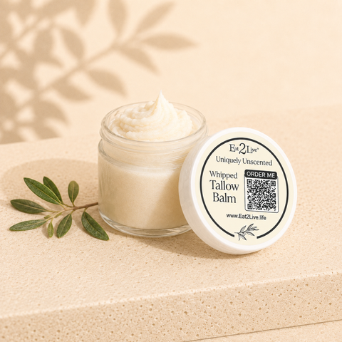 Uniquely Unscented Whipped Tallow Balm - Sample Size (0.5 oz) - Eat 2 Live