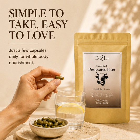Grass-Fed Desiccated Beef Liver Powder Supplement - Eat 2 Live