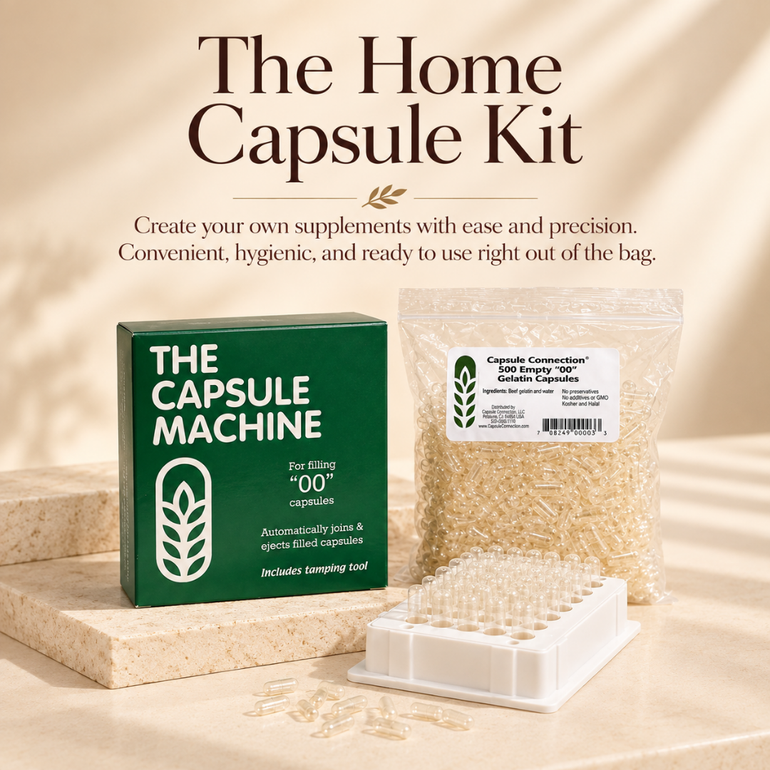 Home Capsule Kit: Machine and 500 Size “00” Empty Capsules - Eat 2 Live