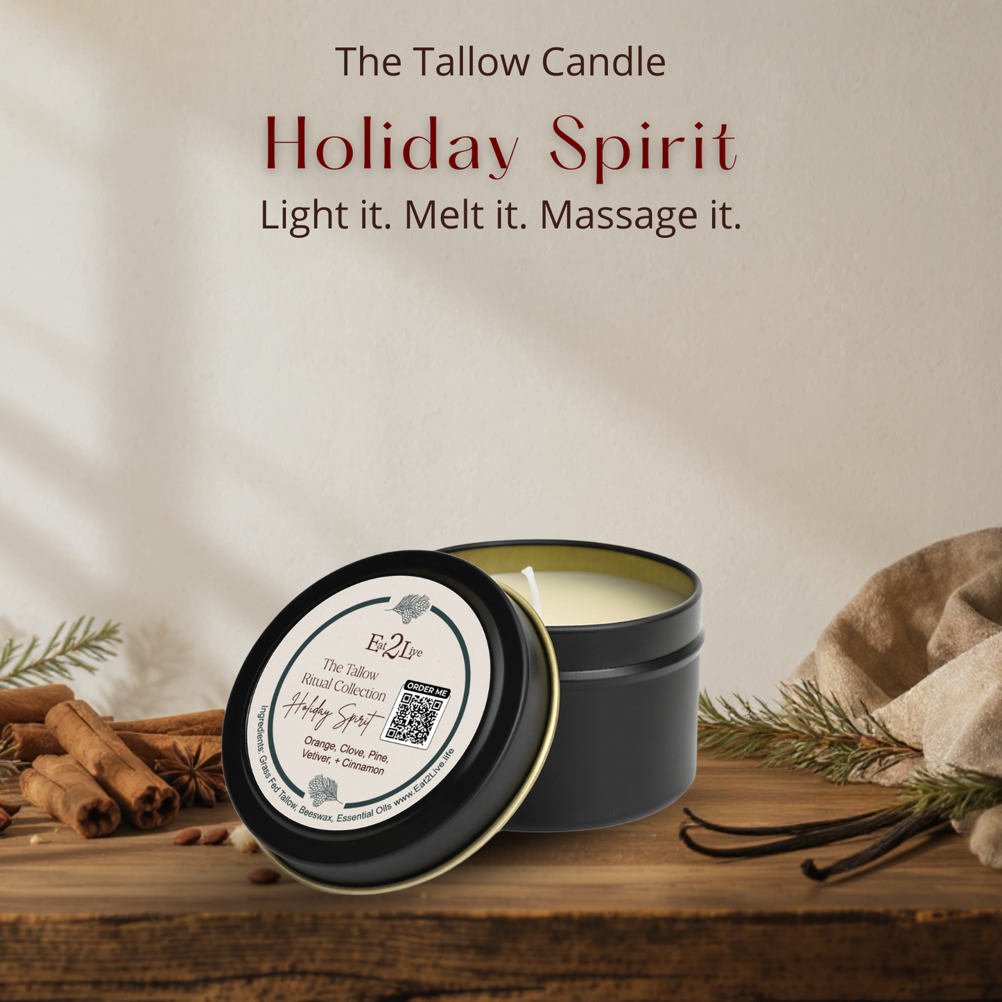 Holiday Spirit — The Tallow Candle - Eat 2 Live