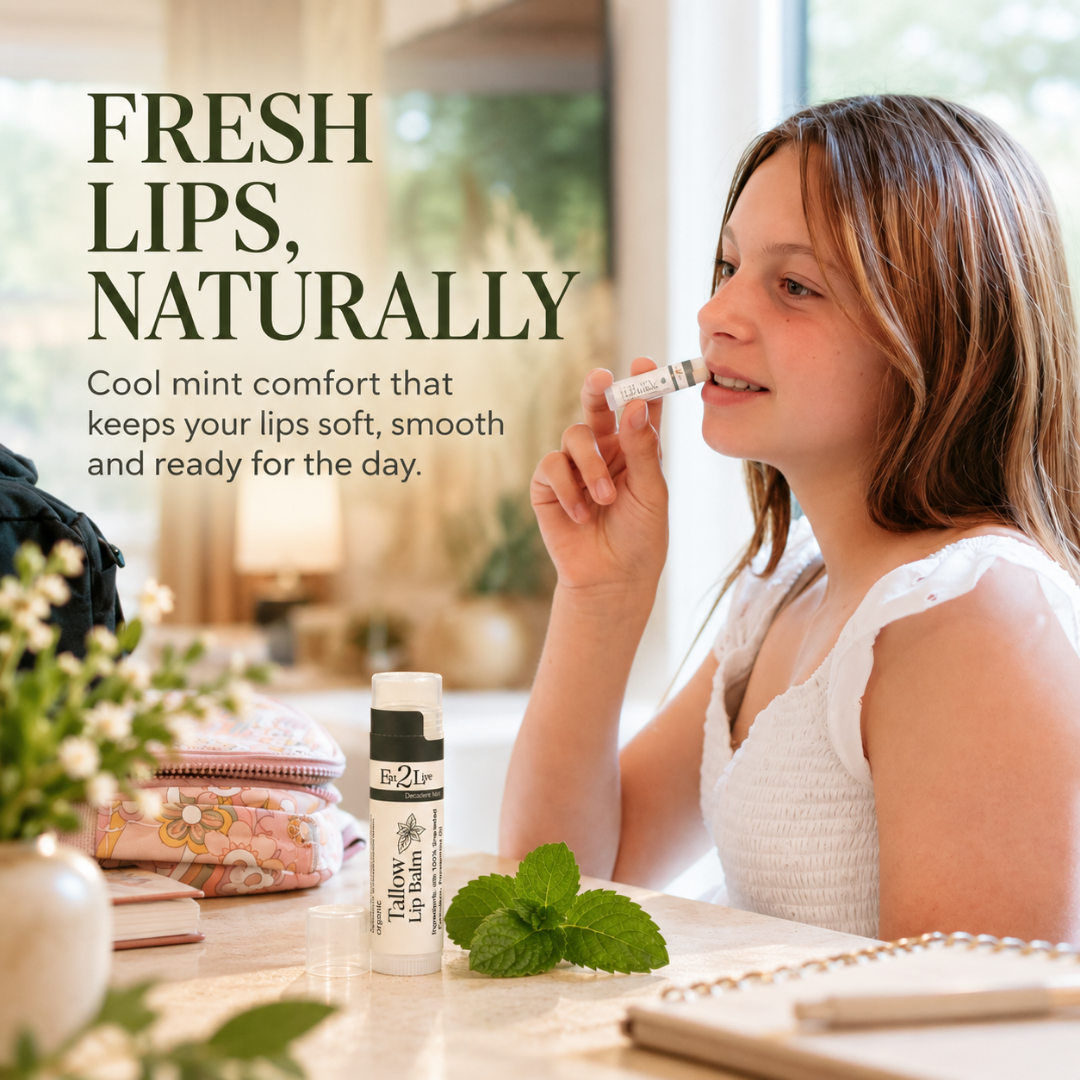 Decadent Mint Tallow Lip Balm - Eat 2 Live