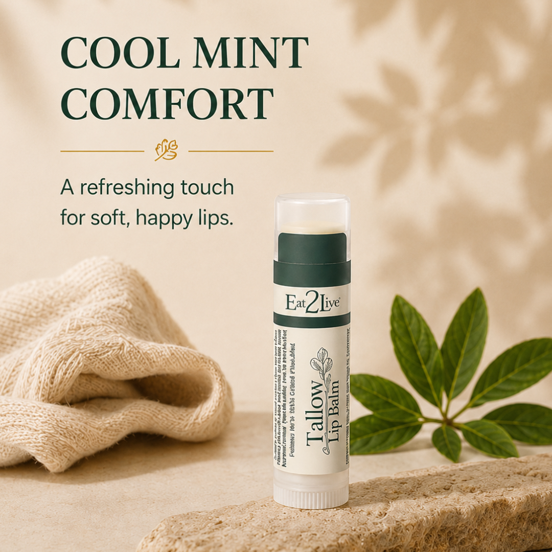 Decadent Mint Tallow Lip Balm - Eat 2 Live