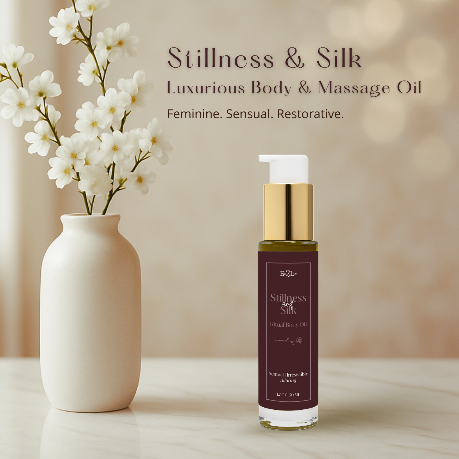 Stillness & Silk – Luxurious Body & Massage Oil - Eat 2 Live