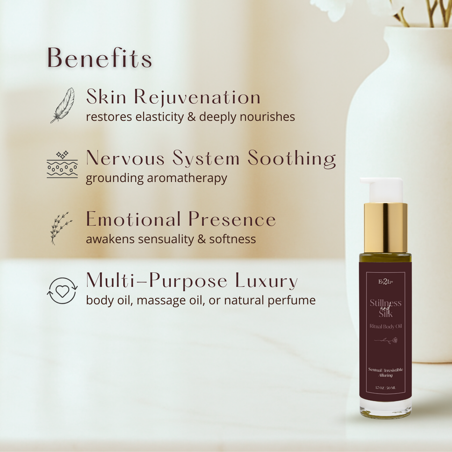Stillness & Silk – Luxurious Body & Massage Oil - Eat 2 Live