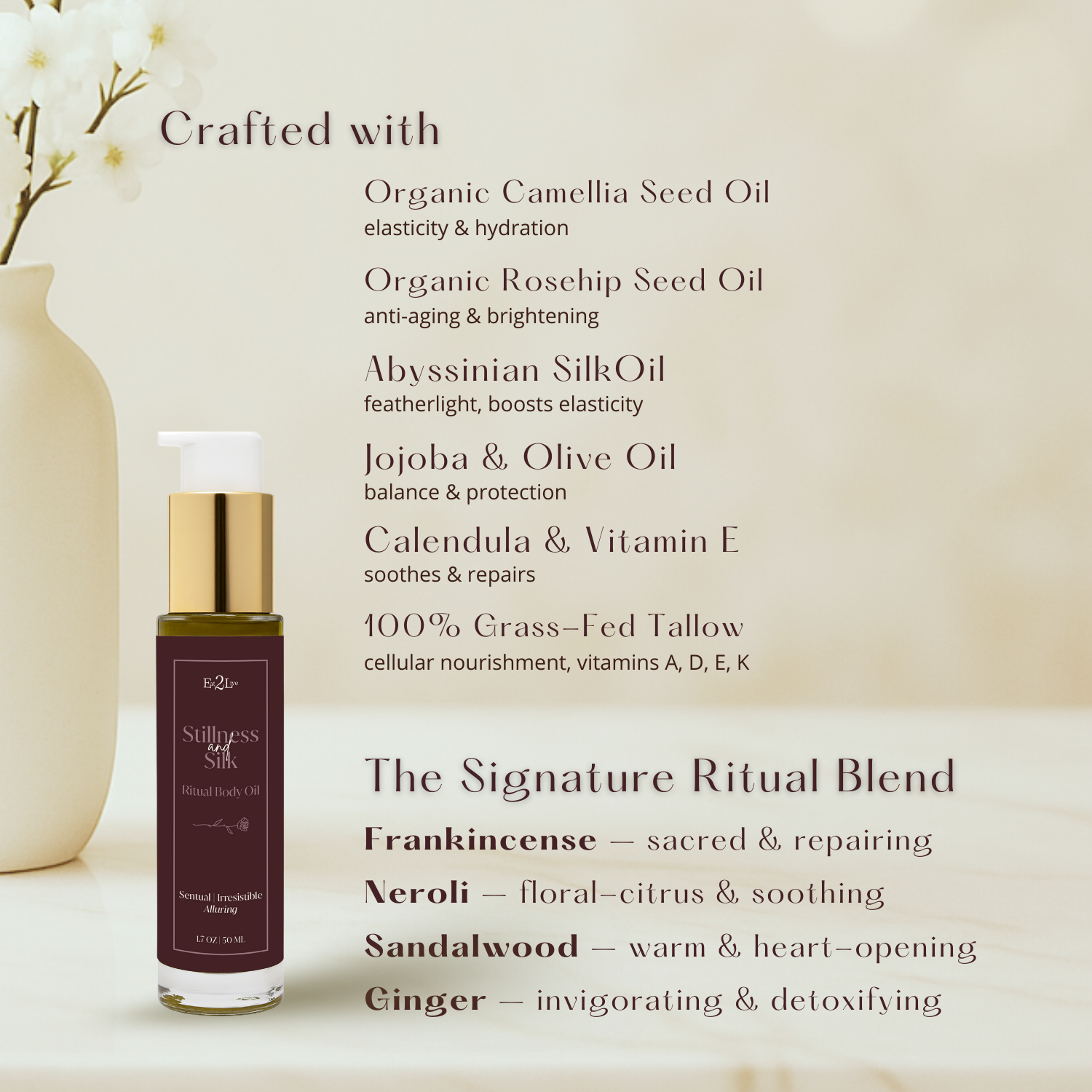 Stillness & Silk – Luxurious Body & Massage Oil - Eat 2 Live