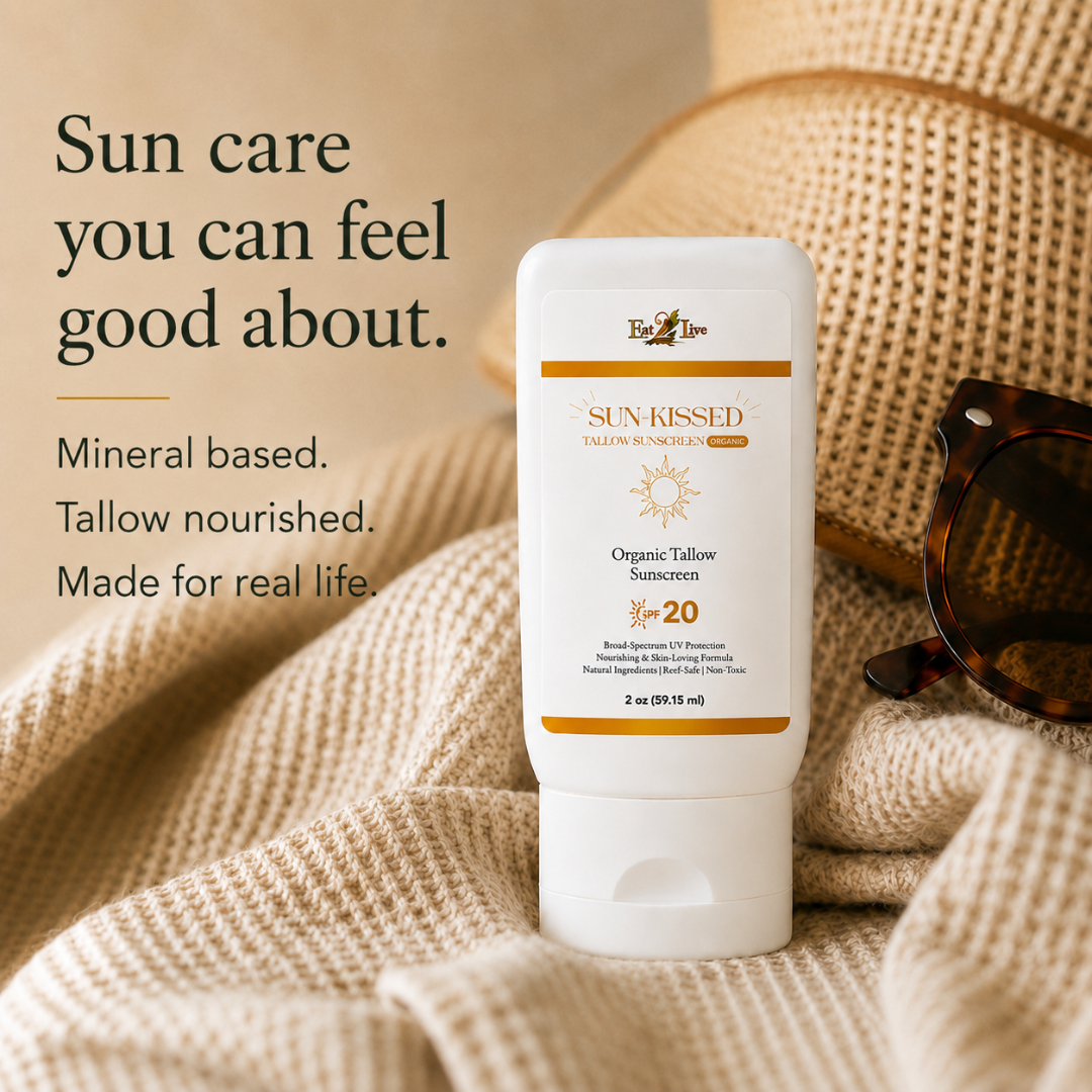 SunKissed Organic Tallow Sunscreen SPF 20 2 oz - Eat 2 Live