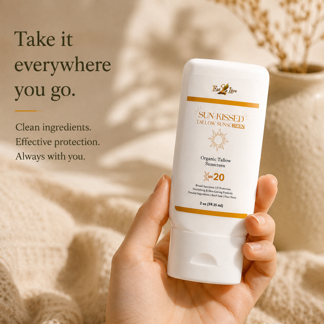 SunKissed Organic Tallow Sunscreen SPF 20 2 oz - Eat 2 Live