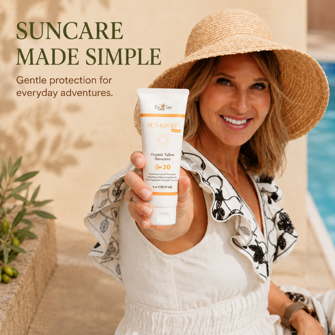 SunKissed Organic Tallow Sunscreen SPF 20 4 oz - Eat 2 Live