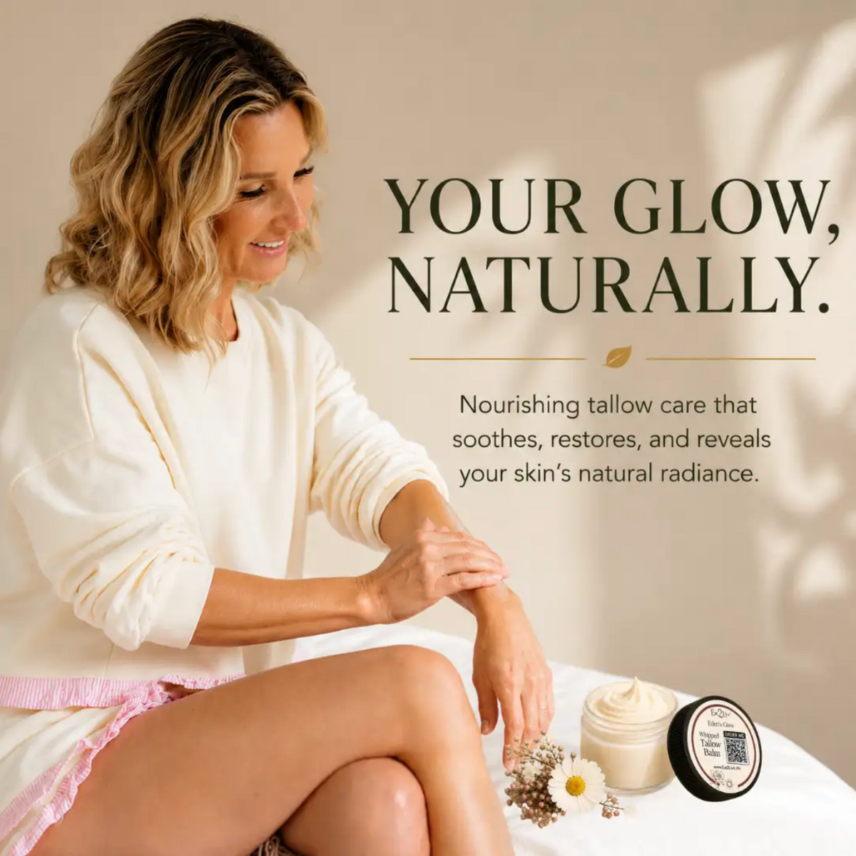 Eden’s Glow Whipped Tallow Balm - Sample Size (0.5 oz) - Eat 2 Live
