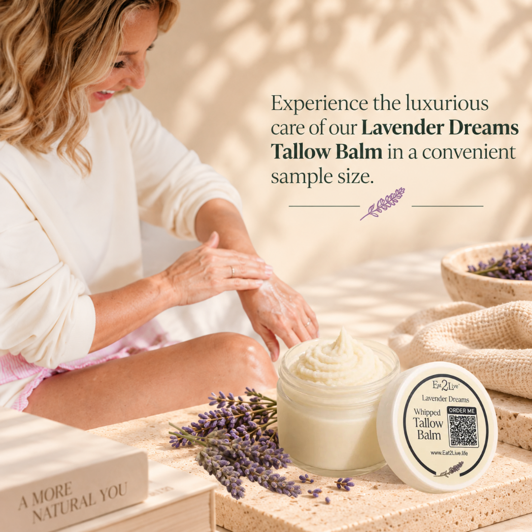 Lavender Dreams Whipped Tallow Balm - Sample Size (0.5 oz) - Eat 2 Live